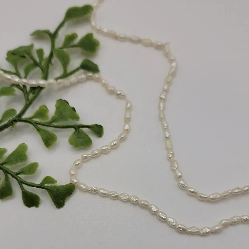 Rice Pearl Necklace 30" Classic Ivory Luster Cultured Freshwater Single Strand
